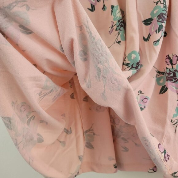 Vintage Gina Peters Midi Skirt Sz S Pink Floral Elastic Waist Casual Summer USA - Picture 9 of 9
